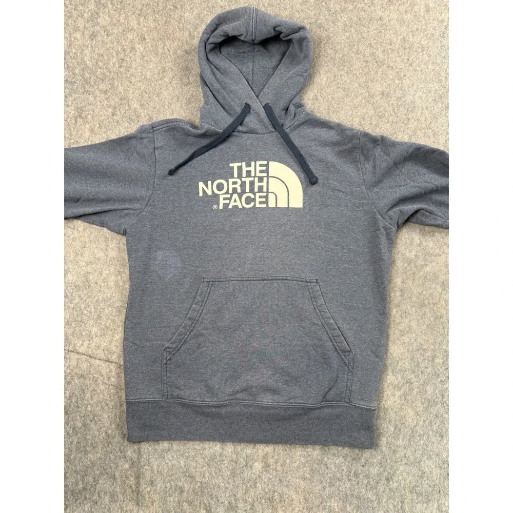 The North Face Mens Gray Logo Graphic Pullover Hoodie Sweatshirt Size Small